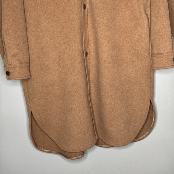 GAP Recycled Wool Blend Jacket Shacket Button Front Womens Size XL Tall in Camel - Picture 3 of 11